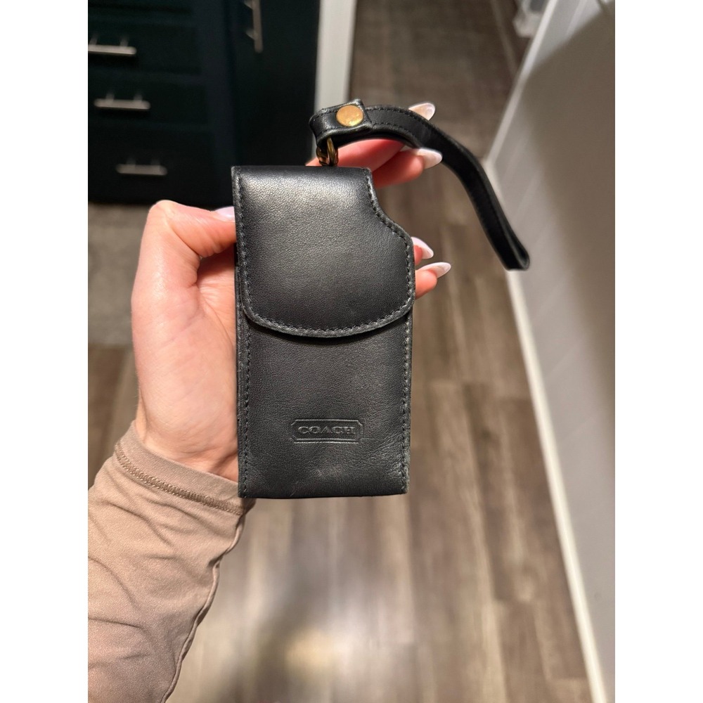 Coach Vintage Black Leather Phone Holder
